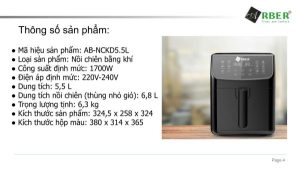 NỒI CHIÊN KHÔNG DẦU ARBER ABNCKD5.5 - 15