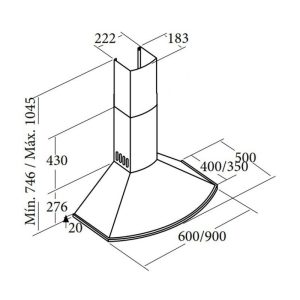 Máy hút mùi áp tường Cata CLASICA 900 WH/C