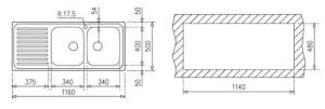 CHẬU RỬA INOX TEKA CLASSIC 1160 500 2B 1D 10119023 - 1 TEKA CLASSIC 1160 500 2B 1D 10119023