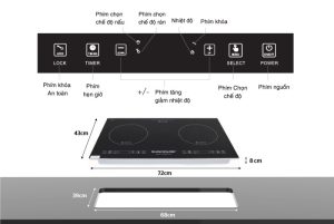 BẾP ĐÔI ĐIỆN TỪ SUNHOUSE SHB9108 S - 1 BẾP ĐÔI ĐIỆN TỪ SUNHOUSE SHB9108 S