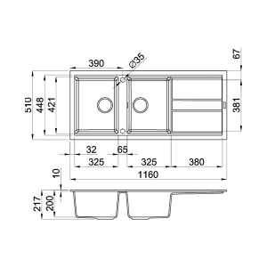 Chậu đá Malloca Nero K-50040 / Màu đen / Phủ nano kháng khuẩn - 1 CHẬU ĐÁ MALLOCA NERO K-50040
