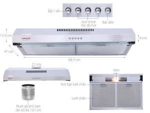 MÁY HÚT MÙI ÂM TỦ CAO CẤP SUNHOUSE SHB6118I