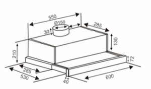 Máy hút mùi âm tủ Capri CR-602G - 1 MÁY HÚT MÙI ÂM TỦ CAPRI CR-602G