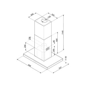 MÁY HÚT MÙI ĐẢO 90CM THÉP KHÔNG GỈ SMEG KI90XE 536 84 628 - 1 MÁY HÚT MÙI ĐẢO 90CM THÉP KHÔNG GỈ SMEG KI90XE 536 84 628
