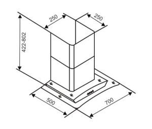 Máy hút mùi hiện đại kính cong Capri CR-626H - 1 MÁY HÚT MÙI HIỆN ĐẠI KÍNH CONG CAPRI CR-626H