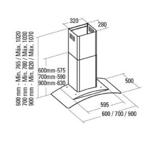 Máy hút mùi áp tường Cata GAMMA VL3 900 GLASS/D