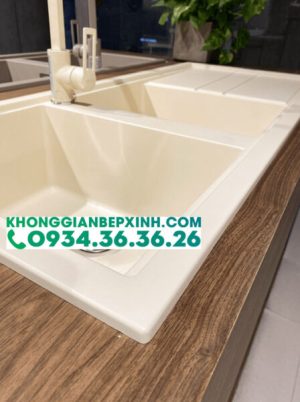 Chậu đá Malloca Bianco K-50062 / Màu kem / Phủ nano kháng khuẩn - 2 CHẬU ĐÁ MALLOCA BIANCO K-50062