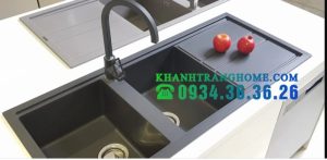 Chậu đá Malloca Nero K-50040 / Màu đen / Phủ nano kháng khuẩn - 3 CHẬU ĐÁ MALLOCA NERO K-50040