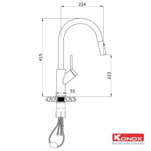 VÒI RỬA BÁT RÚT DÂY KONOX PONTE BLACK - 2 VÒI RỬA BÁT RÚT DÂY KONOX PONTE BLACK