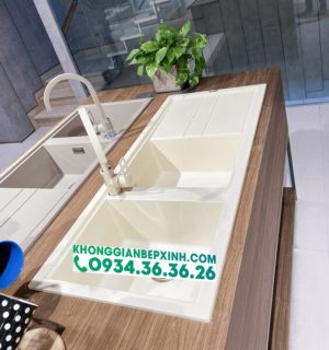 Chậu đá Malloca Bianco K-50062 / Màu kem / Phủ nano kháng khuẩn - 3 CHẬU ĐÁ MALLOCA BIANCO K-50062