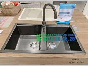 Chậu đá Malloca Nero K-45040 / Màu đen / Phủ nano kháng khuẩn - 3 CHẬU ĐÁ MALLOCA NERO K-45040