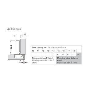 Bản Lề Metalla Sm 110 Độ, Giảm Chấn, Inox 304, Trọn Bộ Diy 483.01.720 - 13