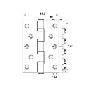 Bản lề lá inox 127x89x3 mm 2 vòng bi 489.05.023 - 10