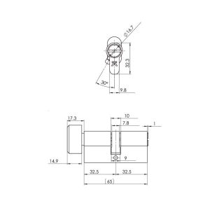 Ruột Khóa Toilet 65Mm Hafele 489.56.252 - 7 Ruột Khóa Toilet 65Mm Hafele 489.56.252 - 6