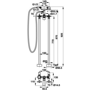 Bộ Trộn Bồn Tắm Đặt Sàn Hafele Vigor 495.61.179 - 7 Bộ Trộn Bồn Tắm Đặt Sàn Hafele Vigor 495.61.179 - 6