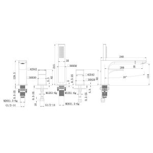 Bộ Trộn Bồn Tắm Hafele 4 Lỗ Regal 495.61.126 - 6