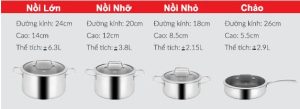 Bộ nồi inox Eurosun MC1801 Luxury