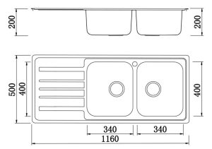 CHẬU RỬA BÁT KONOX Artusi KS11650 1D BÀN TRÁI - 3 CHẬU RỬA BÁT KONOX Artusi KS11650 1D BÀN TRÁI