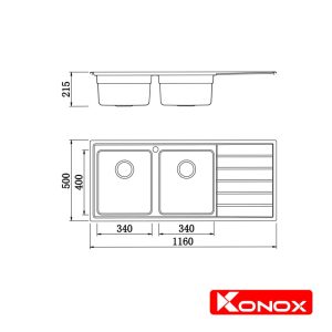 CHẬU RỬA BÁT KONOX Premium KS11650 2B