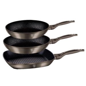 BỘ 3 CHẢO VÂN ĐÁ CẨM THẠCH ĐÁY TỪ BERLINGER HAUS 531.08.011 - 15