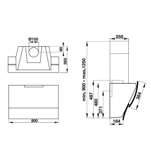 Máy Hút Mùi Gắn Tường Mặt Kính Đen Hafele Hh-Wvg80C 538.84.228 - 3