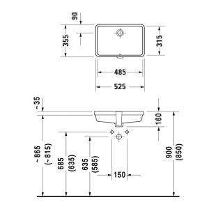 Lavabo âm bàn Vero - Không lỗ gắn vòi 588.45.282 - 6