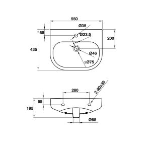 Lavabo Treo Tường RHINE 500 588.84.000 - 7 Lavabo Treo Tường RHINE 500 588.84.000 - 6