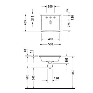 Lavabo âm bàn vành nổi Starck 3 588.45.084 - 9