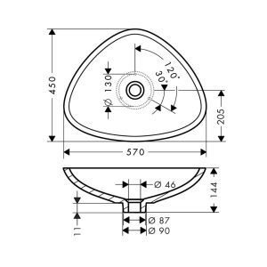 Lavabo AXOR Massaud 570/450 588.32.011 - 6