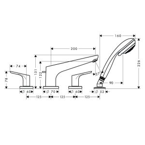 Bộ Trộn Bồn Tắm 4-Lỗ Hafele Focus 589.54.707 - 5