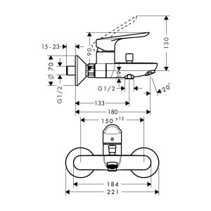 Bộ Trộn Bồn Tắm Hafele Logis E 589.52.431 - 7 Bộ Trộn Bồn Tắm Hafele Logis E 589.52.431 - 6