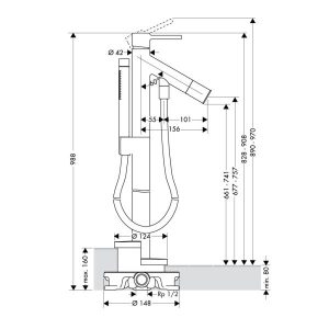 Cây Sen Tắm Âm Sàn Hafele Axor Starck 589.51.230 - 10 Cây Sen Tắm Âm Sàn Hafele Axor Starck 589.51.230 - 9