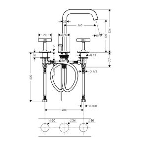 Vòi Lavabo 3 Lỗ Hafele Axor Citerrio E 170 589.30.641 - 7 Vòi Lavabo 3 Lỗ Hafele Axor Citerrio E 170 589.30.641 - 6