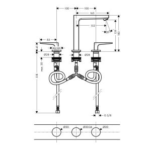 Vòi Lavabo 3 Lỗ Hafele Metropol 160 589.29.630 - 7 Vòi Lavabo 3 Lỗ Hafele Metropol 160 589.29.630 - 6