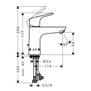 Vòi Hafele Lavabo Focus 100 589.29.224 - 6