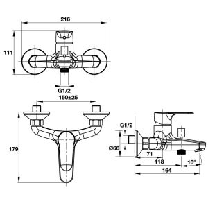 Bộ Trộn Bồn Tắm Lắp Nổi Hafele Active589.02.733 - 6