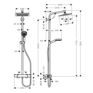 Bộ Thanh Sen Có Bộ Trộn Điều Nhiệt Hafele Crometta E 589.54.504 - 6