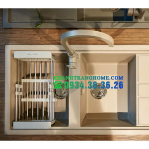 Chậu đá Malloca Bianco K-50062 / Màu kem / Phủ nano kháng khuẩn - 6 CHẬU ĐÁ MALLOCA BIANCO K-50062