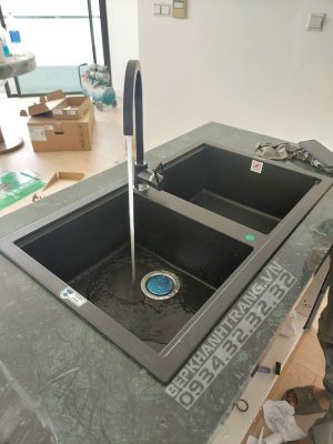 Chậu đá Malloca Nero K-45040 / Màu đen / Phủ nano kháng khuẩn - 6 CHẬU ĐÁ MALLOCA NERO K-45040