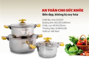 BỘ NỒI INOX 5 ĐÁY SUNHOUSE SH787 - 21 BỘ NỒI INOX 5 ĐÁY SUNHOUSE SH787 - 20