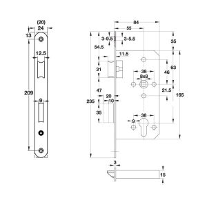 Thân Khóa Lưỡi Gà Và Chốt Chết E55/72A Thân Xám Hafele 911.02.799 - 6