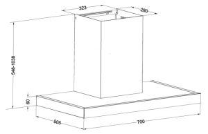 Máy hút mùi chữ T EUROSUN EH-70AF77