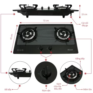 Bếp Gas Âm Rinnai RVB-2BG(L)N - 3