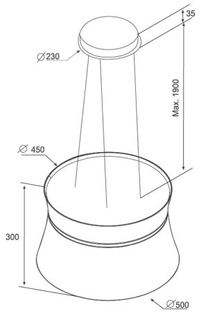 Máy hút mùi đảo Malloca Sophie K-500B