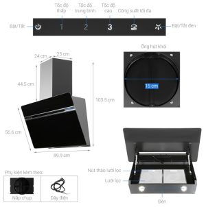 Máy hút mùi áp tường Hafele HH-WVG90B 539.89.335