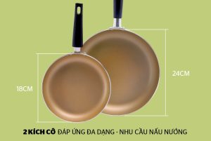 Cặp chảo nhôm trơn cạn SUNHOUSE Phi 18 + 24 (Xanh - Sampanh) SHS2418 - 12