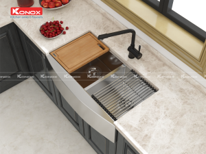 Apron sink KN8450DASiphon, thớt gỗ, roll mat KONOX - 19 Apron sink KN8450DASiphon, thớt gỗ, roll mat KONOX - 18