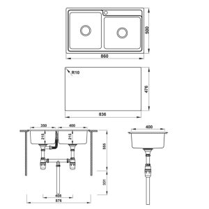 Chậu rửa chén Hafele HS20-SSN2S90L 567.20.546 - 13 Chậu rửa chén Hafele HS20-SSN2S90L 567.20.546