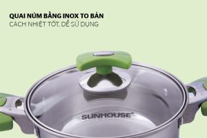 BỘ NỒI INOX 3 ĐÁY SUNHOUSE SH336 - 14
