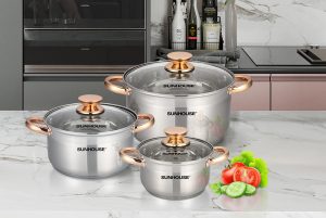 Bộ 3 Nồi Inox 5 Đáy Từ Vung Kính Sunhouse SH781 (16cm, 20cm, 24cm) - 9 Bộ 3 Nồi Inox 5 Đáy Từ Vung Kính Sunhouse SH781 (16cm, 20cm, 24cm) - 8
